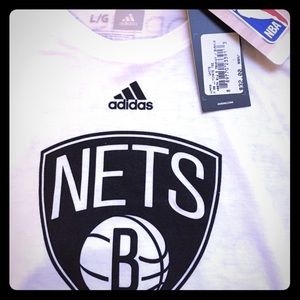 Nets Authentic Adidas T Shirt- Sz L. Brand New